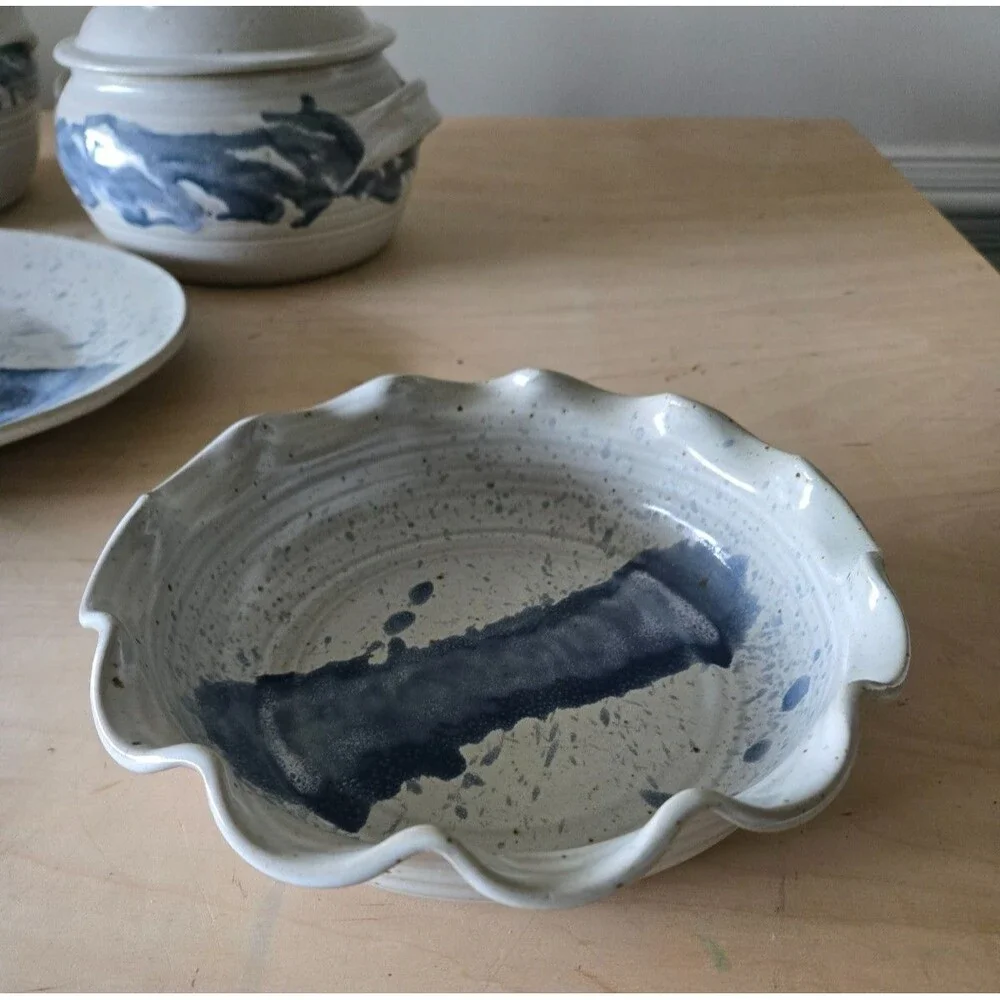 Rusty‎ Miller Signed Studio Pottery Soup tureen bowls serving tray casserole set